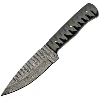 Damascus Sharktooth Fixed Blade Horn