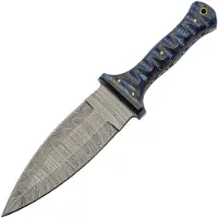 Damascus Fixed Blade Blue