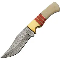 Damascus Admiral Fixed Blade Bone Red