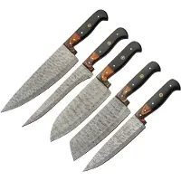 Damascus Kitchen Set W Knife Roll