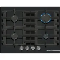 Bosch PNP6B6K40 musta kaasuliesi, 4 poltinta, karkaistu lasi