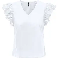 ONLY Onllou Life Emb S/S Frill Top Wvn - White - XL