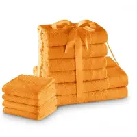 Restilo kylpypyyhesetti Amari, 10 kpl, 30x50 cm, 50x100 cm, 70x140 cm, oranssi