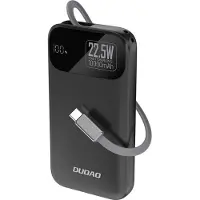 Dudao K31 10000 mAh 22.5W PD Powerbank sisäänrakennetulla USB-C-kaapelilla - Musta