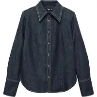 Mango Denim Shirt With Seams - Navy - S