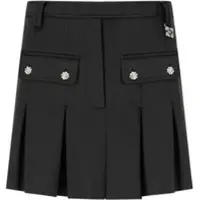 Ganni Pleated Mini Skirt - Black - 34