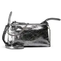 Pinko Double Mini Iltalaukku Nahka 20 cm Hopeanvärinen