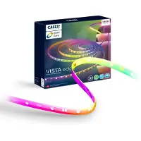 Calex Vista LED-nauha, pituus 10 m, RGB, CCT-kaukosäädin Vista, himmennettävä, Valkoinen/opaali, Olohuone/ruokailutila, Synteettinen materiaali, Moderni