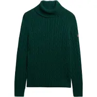 Superdry for woman. W6110614A Slouchy Cable Roll Neck green jumper (XXS), Casual, Cotton, Long sleeve