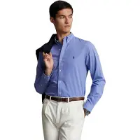 Ralph Lauren for man. 710928254003 Slim fit elasticated fil-à-fil shirt blue (L), Casual, Party, Cotton, Classic, Long sleeve