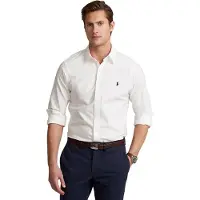 Ralph Lauren for man. 710736557002 White garment dyed Slim Fit oxford shirt (M), Casual, Cotton, Classic, Long sleeve