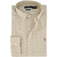 Ralph Lauren for man. 710852744004 Slim Fit Gingham Shirt beige (M), Casual, Cotton, Long sleeve