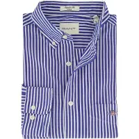 Gant for man. 3000130 Blue striped poplin shirt Regular Fit (XXL), Casual, Cotton, Classic, Long sleeve