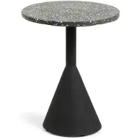 Kave Home Delano-sivupöytä musta terrazzo / musta ⌀ 40 cm