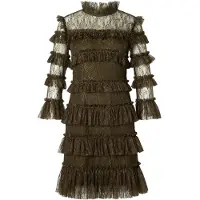 Malina Carmine Frill Lace Mini Dress - Khaki green - M