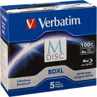 Verbatim – M-Disc BDXL, 4x, 100GB, Scratchguard surface, 5-pack jewel case (43834)