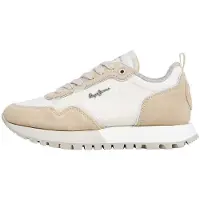Pepe Jeans for woman. PLS400002 Ari Soft beige leather trainers (40), Flat, Laces, Casual