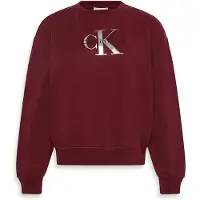 Calvin Klein Jeans Ls Monologo French Terry Rlxd Cr - Burgundy - XS