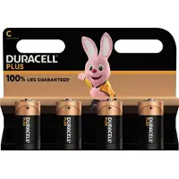 Duracell MN1400B4, Kertakäyttöinen akku, C, Alkali, 1,5 V, 4 kpl, Musta, Oranssi (141865)