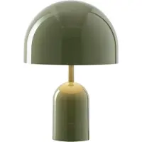 Tom Dixon Akku-pöytälamppu BELL PORTABLE, sammalvihreä 28 cm IP44 himmennettävä, Vihreä, Olohuone/ruokailutila, Synteettinen materiaali, Design