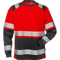Fristads High vis pitkähihainen t-paita lk 2 7457 THV Huomiopunainen/Musta L