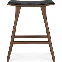Ethnicraft Osso Baarijakkara matala Ruskea lakattu tiikki/Black leather