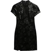 Superdry for woman. W8012036A Mandarin Sequin Mini dress black (M), Casual, Party, Polyester, Short sleeve
