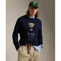 Ralph Lauren for man. 710946137001 Cotton and linen jumper featuring a navy Polo Bear (XS), Casual, Long sleeve