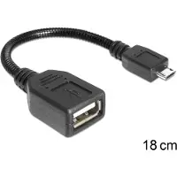 DeLOCK USB micro-B - USB 2.0-A, 0.18m, 0,18 m, Micro-USB B, USB A, USB 2.0, Uros/naaras, Musta (83293)
