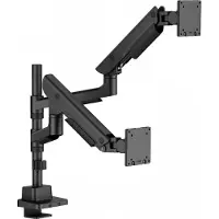 MaxMount Hercules Näytönjalusta 27kg USB-portit 24”-57” Musta - 2 Näyttöä