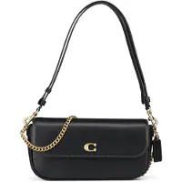Coach Refined Calf Leather Brook Flap Chain Bag - Black - ONE SIZE