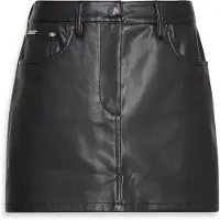 Calvin Klein Jeans Faux Leather 5Pkt Mini Skirt - Black - 36