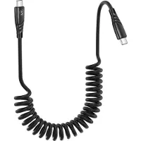Sign 60W Kierretty USB-C–USB-C Pikalatausautokaapeli – Musta