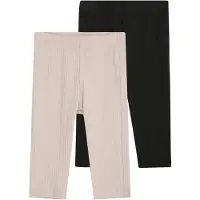 Lindex Leggings Basic Rib 2 Pack - Black - 68