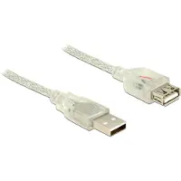 DeLOCK 5m, 2xUSB2.0-A, 5 m, USB A, USB A, USB 2.0, Uros/naaras, Läpinäkyvä (83885)