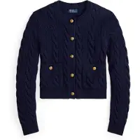 Ralph Lauren Cable Wool-Cashmere Cardigan - Navy - XS