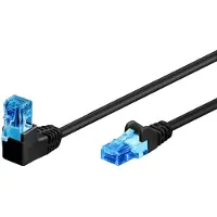 Goobay LAN CAT 6A U/UTP 90° - Musta - 0.5m