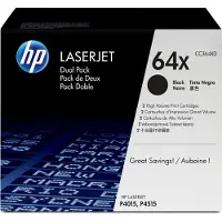 HP – 64X, alkuperäinen riittoisa, musta LaserJet-värikasetti, kaksoispakkaus, 48000 sivua, Musta, 2 kpl (CC364XD)