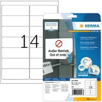 Herma 10016, Valkoinen, Paperi, Laser/Inkjet, Matta, Irroitettava, Pyöristetty suorakulmio
