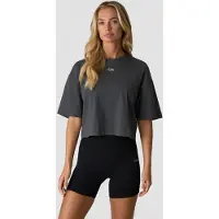 ICANIWILL Everyday Cropped Cotton Tee Charcoal Grey