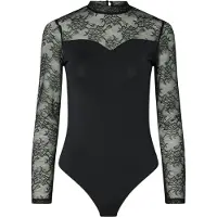 Pieces Pcmilly Ls Lace Bodystocking Noos - Black - XXL