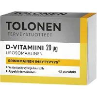 Raw Organic Tolonen Liposomaalinen D3-vitamiini 20 µg 45tabl