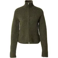 Weekday Soft Knitted Fitted Zip Cardigan - Khaki green - M