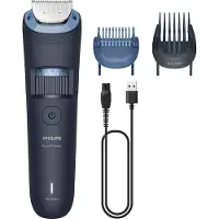 Philips Beard Trimmer 3000 Series BT3665/15 Trimmaa partasi kokometallisilla terillä, Öljyvapaa huolto, Akku, Itse teroittuva terä, Musta