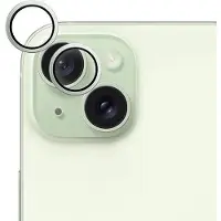 EPICO Aluminium Lens, iPhone 15 / 15 Plus -kameran linssinsuoja, Vihreä