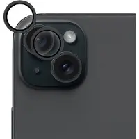 EPICO Aluminium Lens, iPhone 15 / 15 Plus -kameran linssinsuoja, Musta