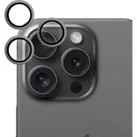 EPICO Aluminium Lens, iPhone 15 Pro / 15 Pro Max -kameran linssinsuoja, Black Titanium