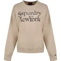 Superdry for woman. W2012395A Brand Mark Loose beige sweatshirt (L), Casual, Cotton