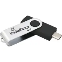 MediaRange MR1951, 16 GB, USB Type-C, 3.2 Gen 1 (3.1 Gen 1), 50 MB/s, Taittuva, Musta, Hopea
