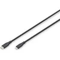 Digitus AK-600110-005-S, 0,5 m, Lightning, USB A, Uros, Uros, Musta